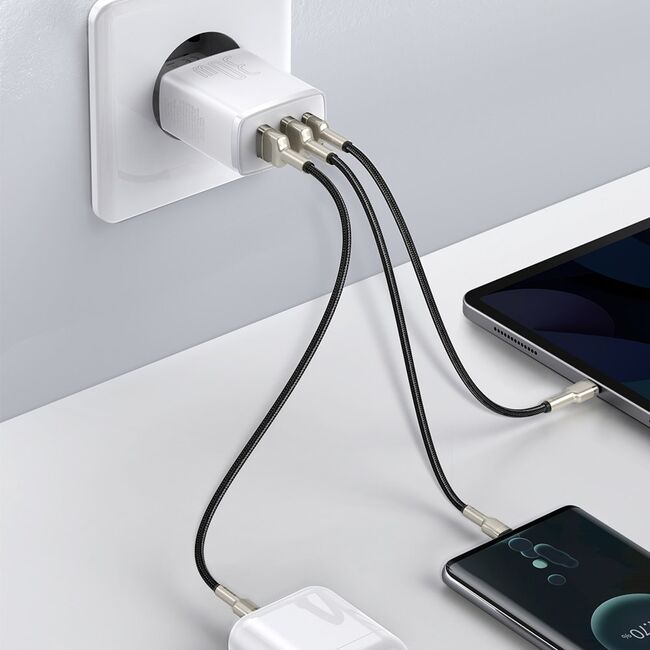 Incarcator priza 2xUSB, Type-C 30W PD Baseus, alb, CCXJ-E02