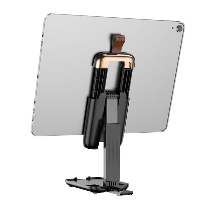 Suport telefon, tableta birou Hoco S28, stand universal pliabil, negru