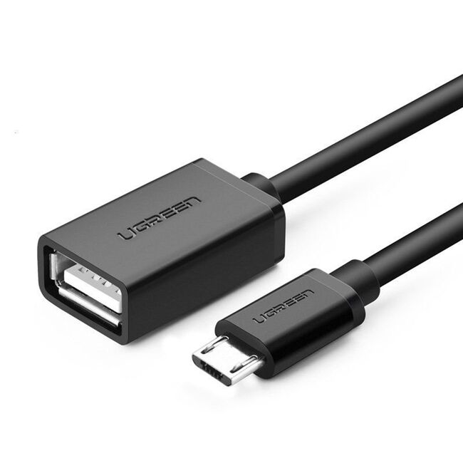 Adaptor OTG USB la Micro-USB Ugreen, 480Mbps, 15cm, negru, 10396