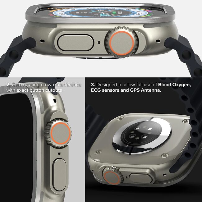 [Pachet rama + folie] Apple Watch Ultra Ringke Bezel Styling, Stainless Silver