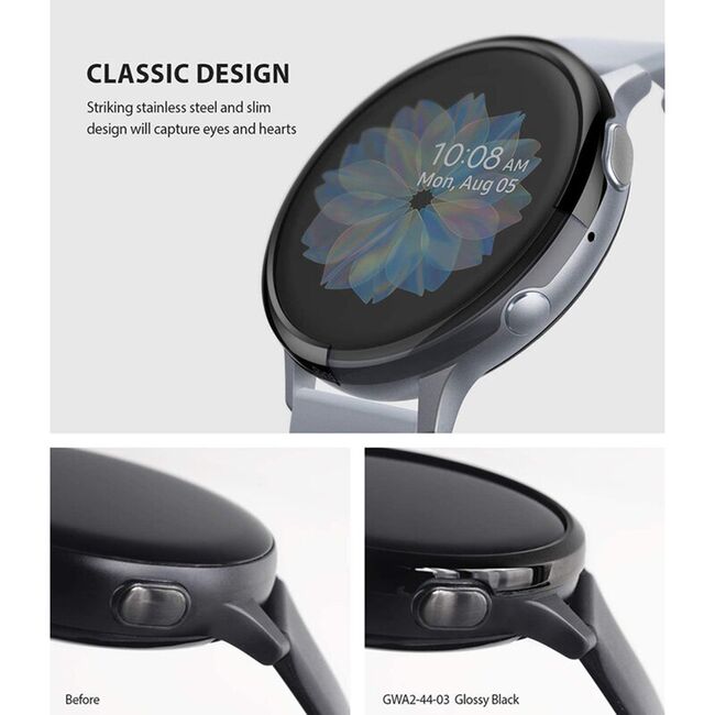Rama Samsung Galaxy Watch Active 2 44mm Ringke Bezel Styling, Glossy Black
