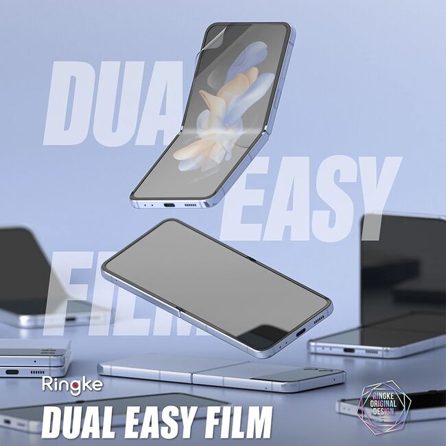 [Pachet 2x] Folie Samsung Galaxy Z Flip 4 Ringke Dual Easy Film Full Coverage, transparenta