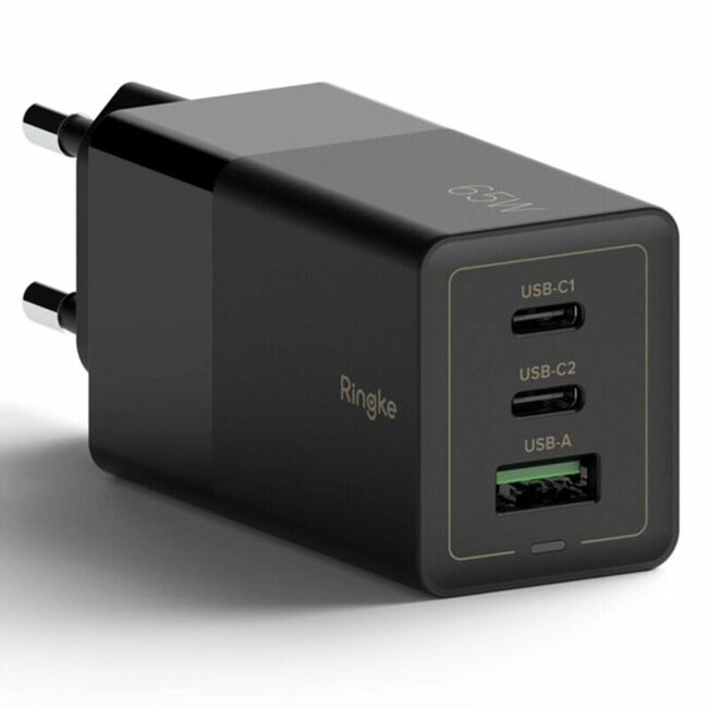 Statie de incarcare pentru priza Ringke 1 x USB 3.0, 2 x Type-C, GaN Fast Charging 65W - negru