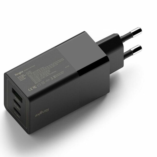 Statie de incarcare pentru priza Ringke 1 x USB 3.0, 2 x Type-C, GaN Fast Charging 65W - negru