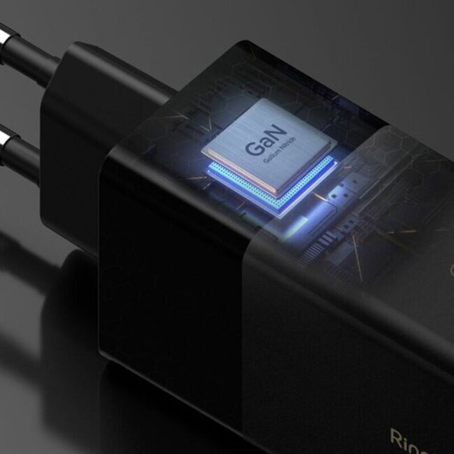 Statie de incarcare pentru priza Ringke 1 x USB 3.0, 2 x Type-C, GaN Fast Charging 65W - negru