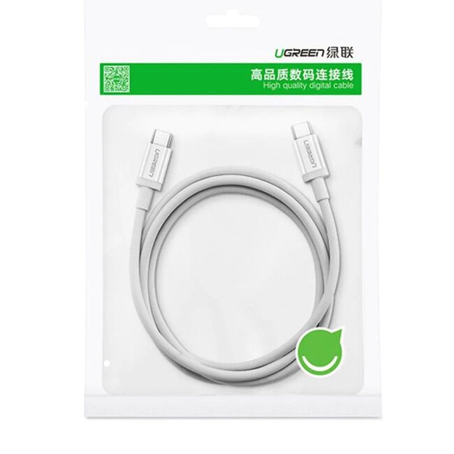 Cablu de date USB Type-C la Type-C PD60W, Ugreen, 3A, 2m, alb