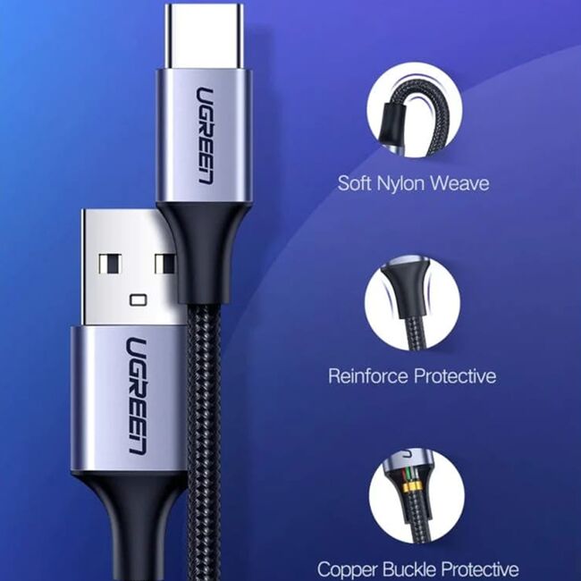 Cablu de date USB la Type-C Ugreen 3A, 1.5m, 480Mbps, alb