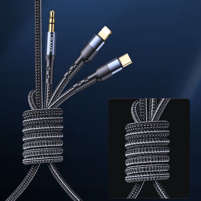 Cablu audio Jack la tip C, Lightning Usams, 1.2m, US-SJ556