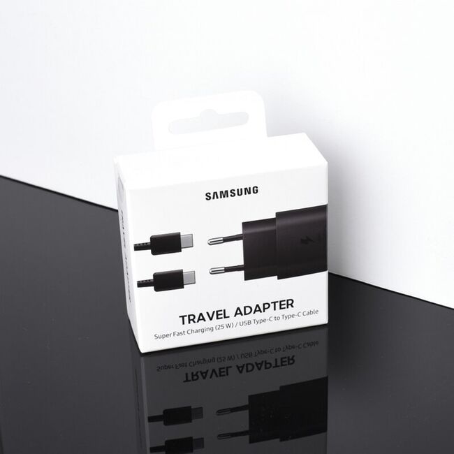 Incarcator priza original Samsung + cablu Type-C Fast Charging, PD 25W, negru