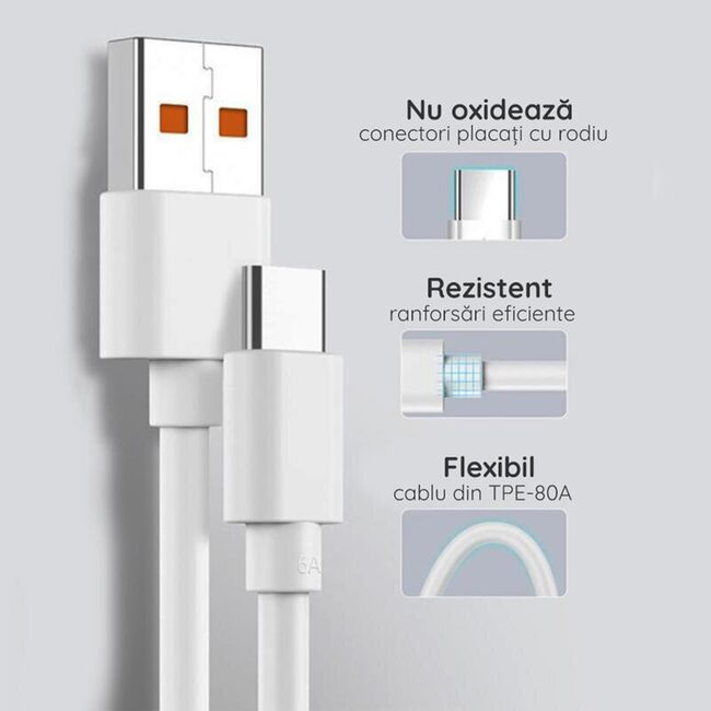 Cablu de date USB la Type-C Xiaomi Turbo Charge (Mi 11 Ultra) 6A, alb