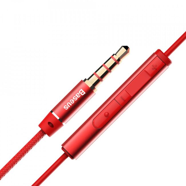 Casti in-ear encok cu microfon, jack 3.5mm, 1.2m, baseus (ngh06-09) - rosu
