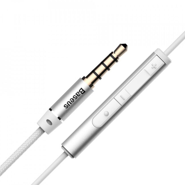 Casti in-ear encok cu microfon, jack 3.5mm, 1.2m, baseus (ngh06-0s) - argintiu