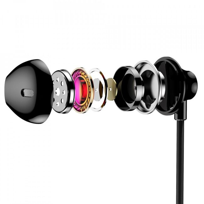 Casti in-ear enock cu microfon, jack 3.5mm, 1.2m, baseus (ngh06-01) - negru