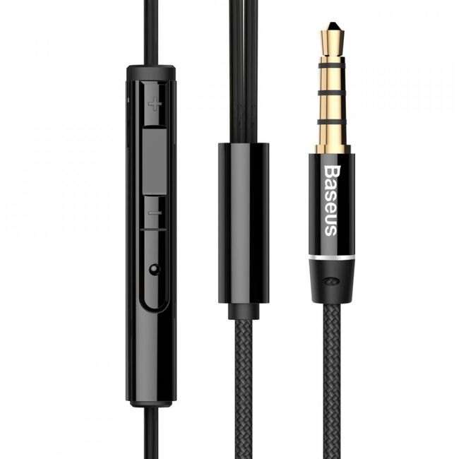 Casti in-ear enock cu microfon, jack 3.5mm, 1.2m, baseus (ngh06-01) - negru