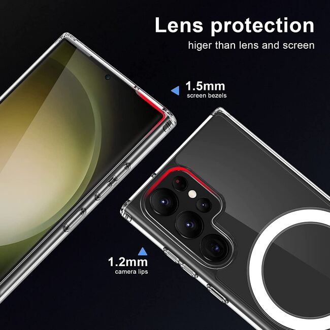 Husa pentru Samsung Galaxy S23 Ultra cu MagSafe anti-shock 1.5 mm, clear