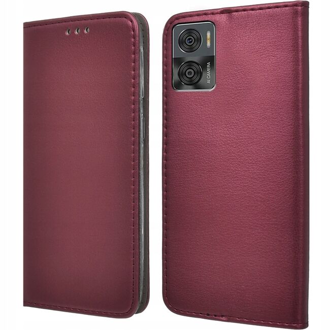 Husa Motorola Moto E22, E22i Wallet tip carte, burgundy