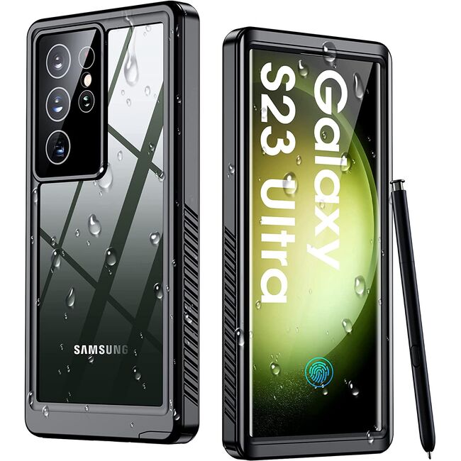 Pachet 360: Husa cu folie integrata Samsung Galaxy S23 Ultra ShockProof Dust-Water Proof Full Body, negru