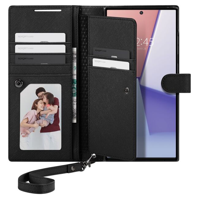 Husa pentru Samsung Galaxy S23 Ultra Spigen - wallet s plus - black