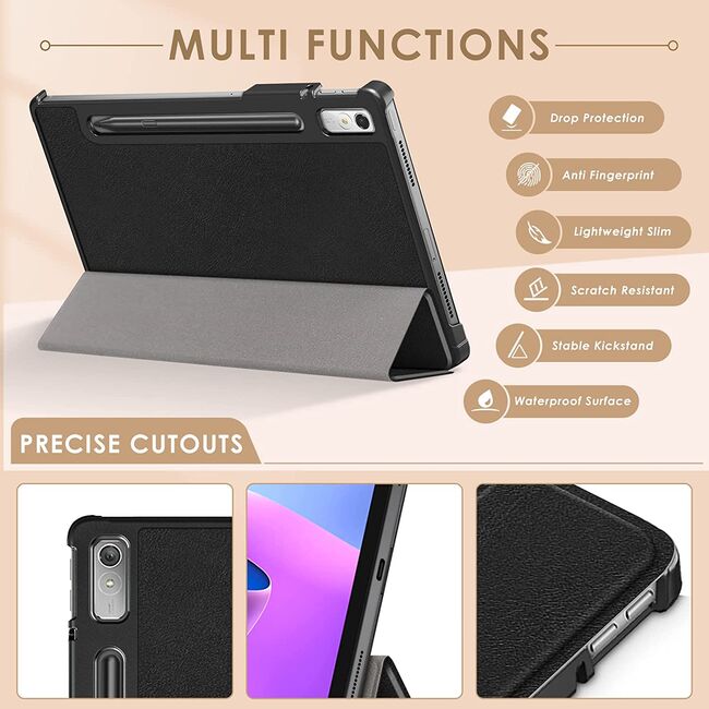 Husa tableta Lenovo Tab P11 Pro Gen 2 11.2 inch ProCase Smart Ultralight de tip stand, negru + stylus