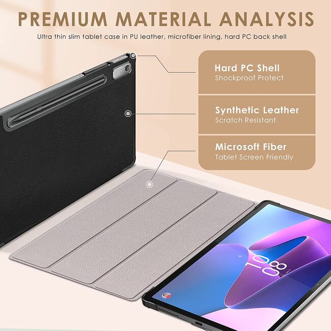 Husa tableta Lenovo Tab P11 Pro Gen 2 11.2 inch ProCase Smart Ultralight de tip stand, negru + stylus