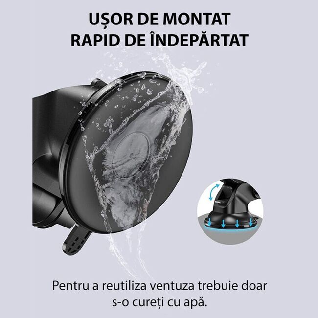 Suport auto incarcare wireless bord/parbriz ESR Halolock, negru