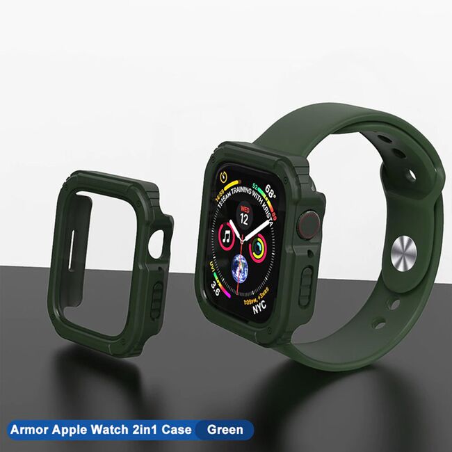 [Pachet 360°] Husa + folie Apple Watch 1 / 2 / 3 (42mm) Lito Armor S+, verde