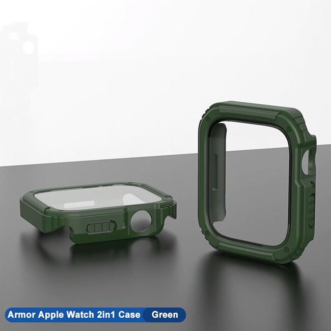 [Pachet 360°] Husa + folie Apple Watch 4 / 5/ 6/ SE / SE 2 (44mm) Lito Armor S+, verde
