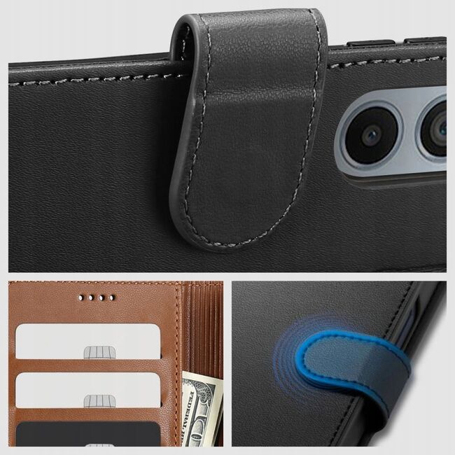 Husa pentru Motorola Moto G13, G23, G53 Wallet tip carte, negru mat