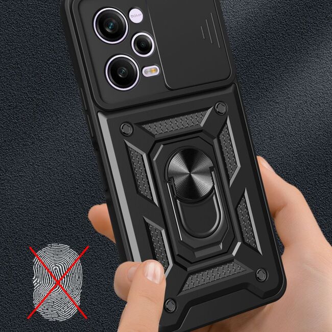 Husa pentru Xiaomi Redmi Note 12 Pro 5G sau Poco X5 Pro cu inel Ring Armor Kickstand Tough, protectie camera (negru)