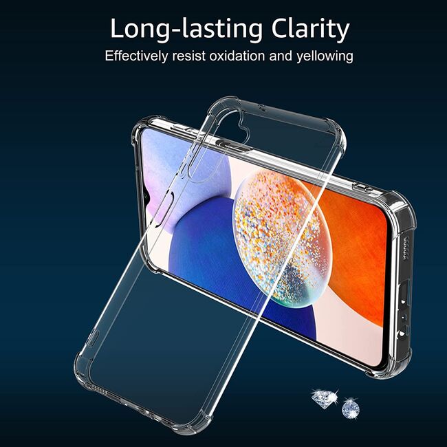 Pachet 360: Folie sticla + Husa pentru Samsung Galaxy A14 4G sau 5G Anti-Shock 1.5mm, transparent