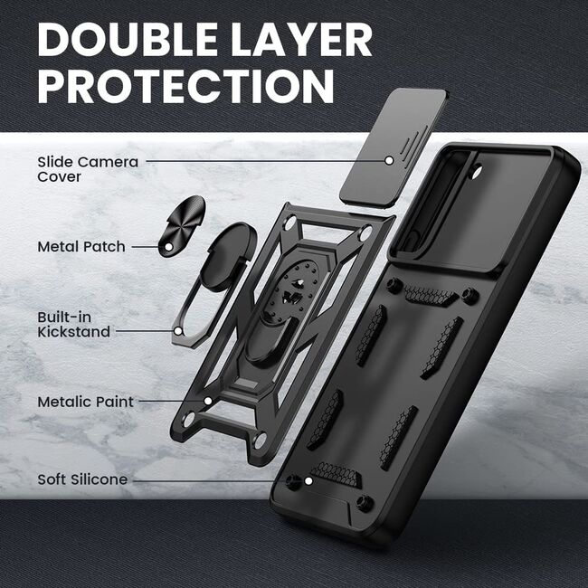 Husa pentru Samsung Galaxy S23 Plus cu inel Ring Armor Kickstand Tough, protectie camera (negru)