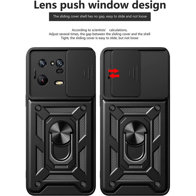 Husa pentru Xiaomi 13 Pro 5G cu inel Ring Armor Kickstand Tough, protectie camera (negru)