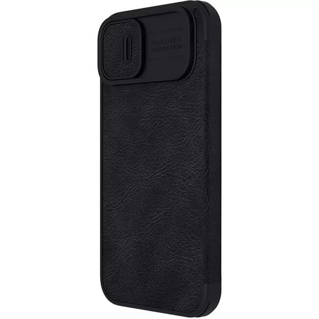 Husa iPhone 14 / 13 Nillkin QIN Leather, tip carte, negru