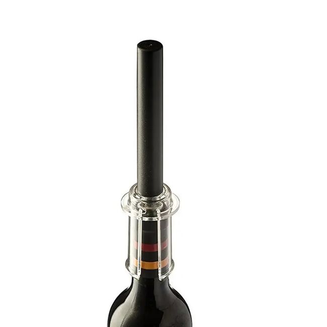 Tirbuson cu pompa de aer pentru sticla vin, stainless steel - negru