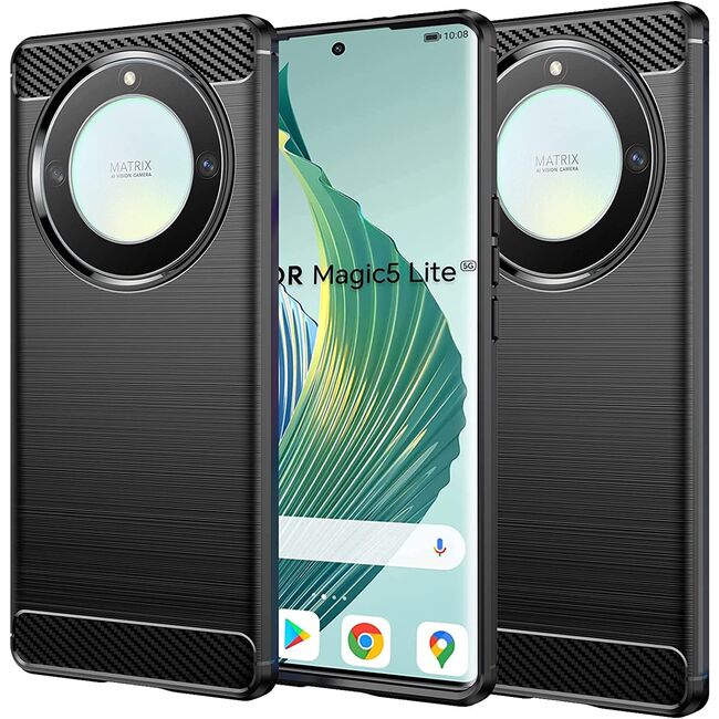 Husa Honor Magic 5 Lite Carbon Silicone, negru