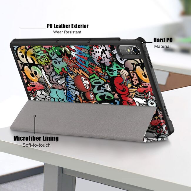 Husa tableta Lenovo Tab P11 Gen 2 11.5 inch TB-350 Smart Ultralight de tip stand, graffiti