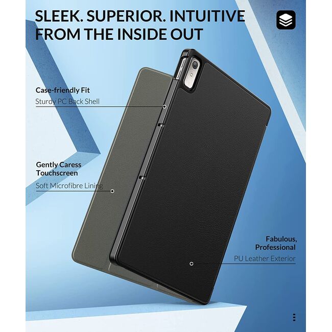 Husa tableta Lenovo Tab P11 Gen 2 11.5 inch TB-350 Smart Ultralight de tip stand, negru + stylus cadou