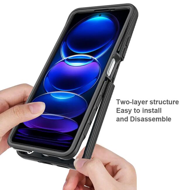 [Pachet 360°] Husa + folie Xiaomi Redmi Note 12 5G Techsuit Defense, negru
