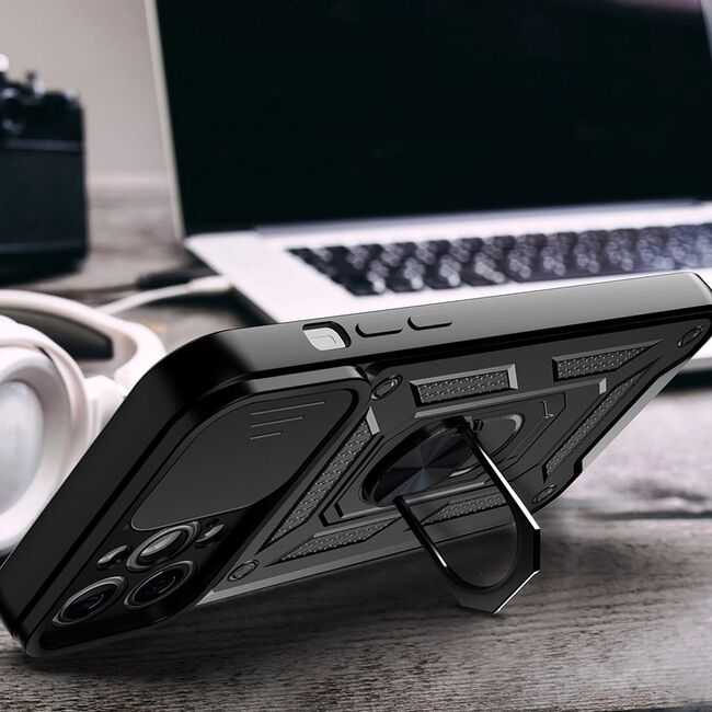 Husa pentru iPhone 13 Pro cu inel Ring Armor Kickstand Tough, protectie camera (negru)