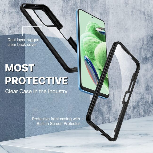 Pachet 360: Husa cu folie integrata Xiaomi Redmi Note 12 5G Defense 360 fata spate - negru