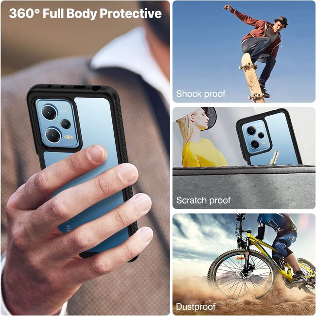 Pachet 360: Husa cu folie integrata Xiaomi Redmi Note 12 Pro 5G Defense 360 fata spate - negru