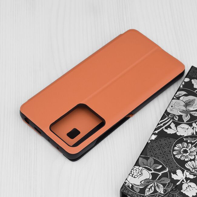 Husa Xiaomi Redmi Note 12 Pro Eco Leather View flip tip carte, portocaliu