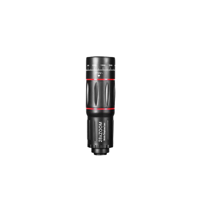 Teleobiectiv smartphone 28x, set lentila zoom pentru telefon cu trepied, HD Lanthanide Glass, Connection & E-Clip, negru