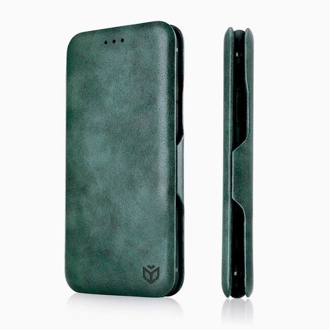 Husa iPhone 14 Pro Max tip carte - safe wallet plus magnetic - green