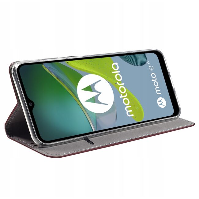 Husa pentru Motorola Moto E13 tip carte, burgundy