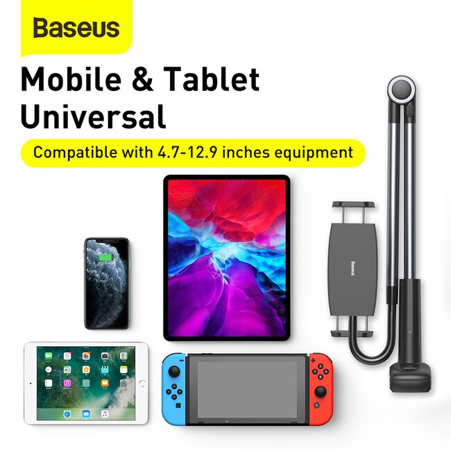 Suport telefon / tableta Baseus - Desk Holder Otaku Life Rotary (LUZQ000013) - reglabil, 4.7 - 12.9" - space grey