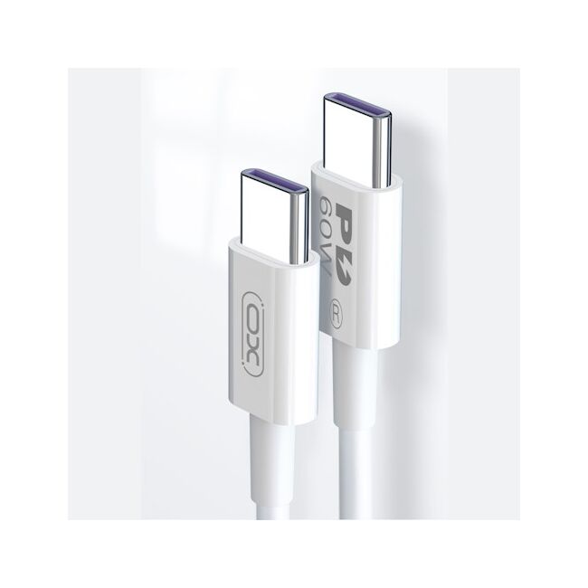 XO cablu fast charge PD 60W NB-Q190A de la USB-C la USB-C, lungime 1m, alb