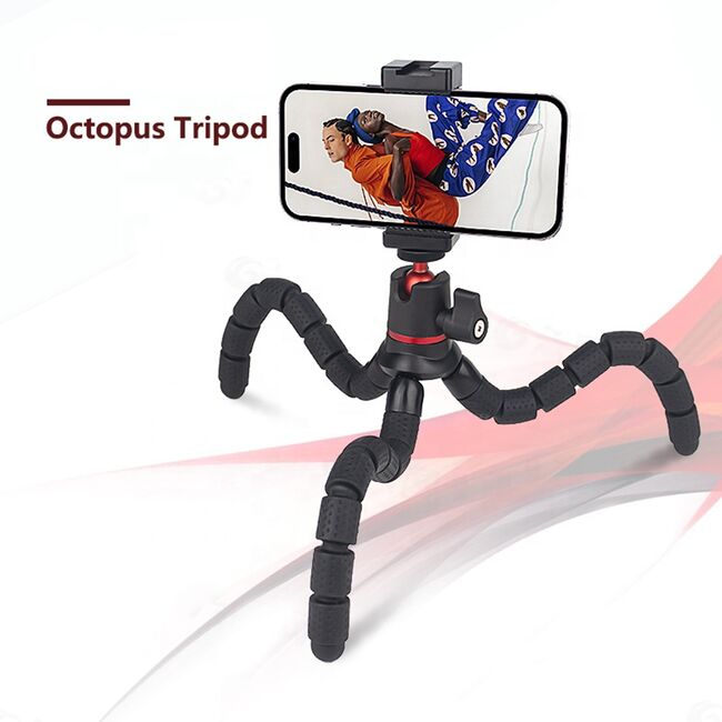 Suport camera foto / action camera / GoPro - Octopus Tripod portabil si flexibil - negru
