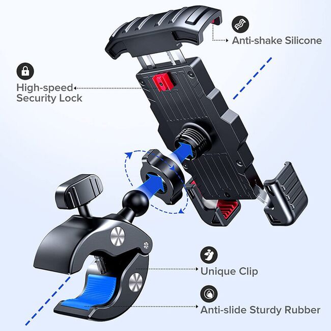 Suport de telefon pentru bicicleta, Joyroom, JR-ZS264, Montare pe ghidon, Negru, Rotire 360 grade, Compatibil pana la 6,8" - negru