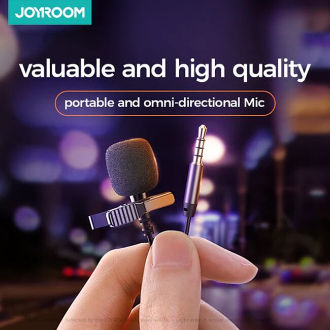 Mini lavaliera JoyRoom - Lavalier Microphone (JR-LM1) - cu Cablu Jack 3.5mm, 2m - negru